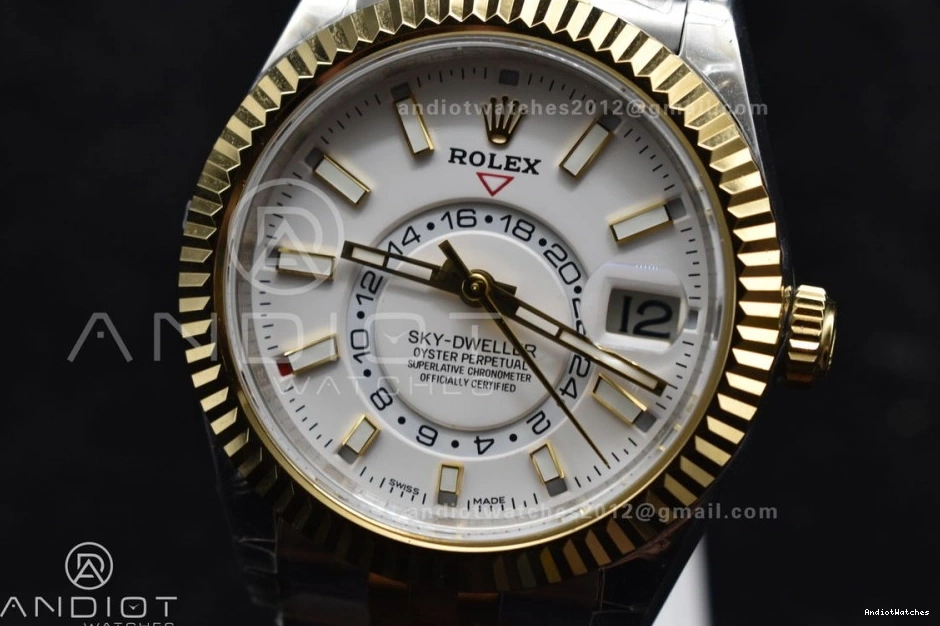 SS Best Noob A23J Skydweller On SS YG White Bracelet 1113 Edition EasyCare YG Dial 1202